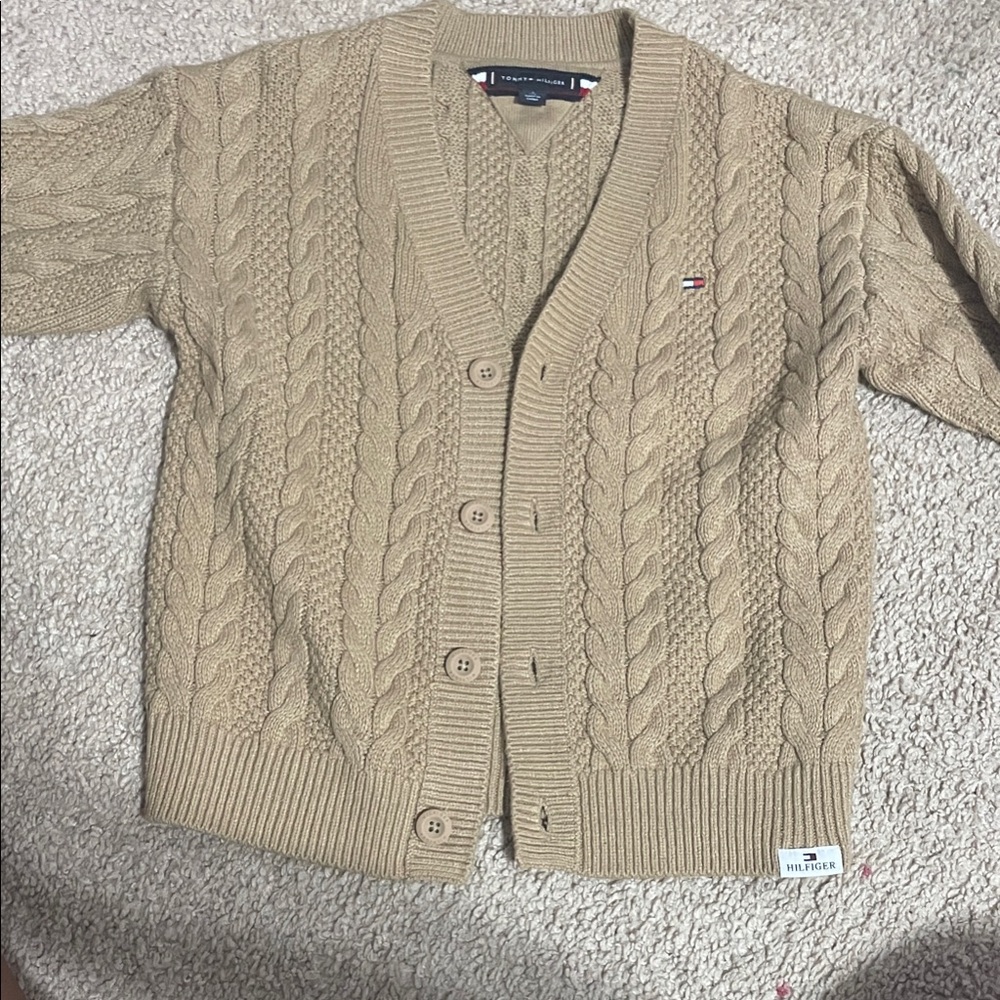 Tommy Hilfiger Kids Tan Cable Knit Cardigan